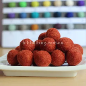 Felt Ball Deep Orange 1 CM,  2 CM, 2.5 CM, 3 CM, 4 CM Colour 14