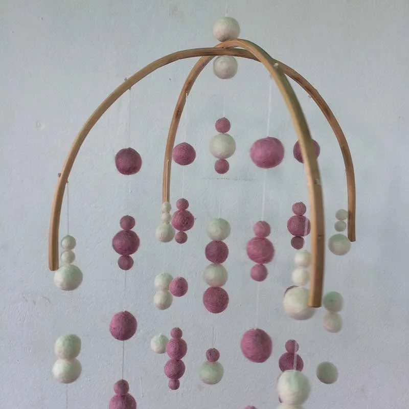 Felt Ball Mobile Vintage Rose