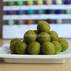 Felt Ball Moss Green 1 CM,  2 CM, 2.5 CM, 3 CM, 4 CM Colour 24