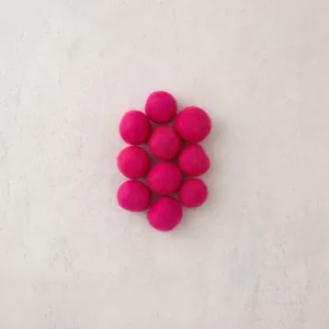 FELT BEADS HANDMADE 18mm ~ Dark Pink 10 pieces