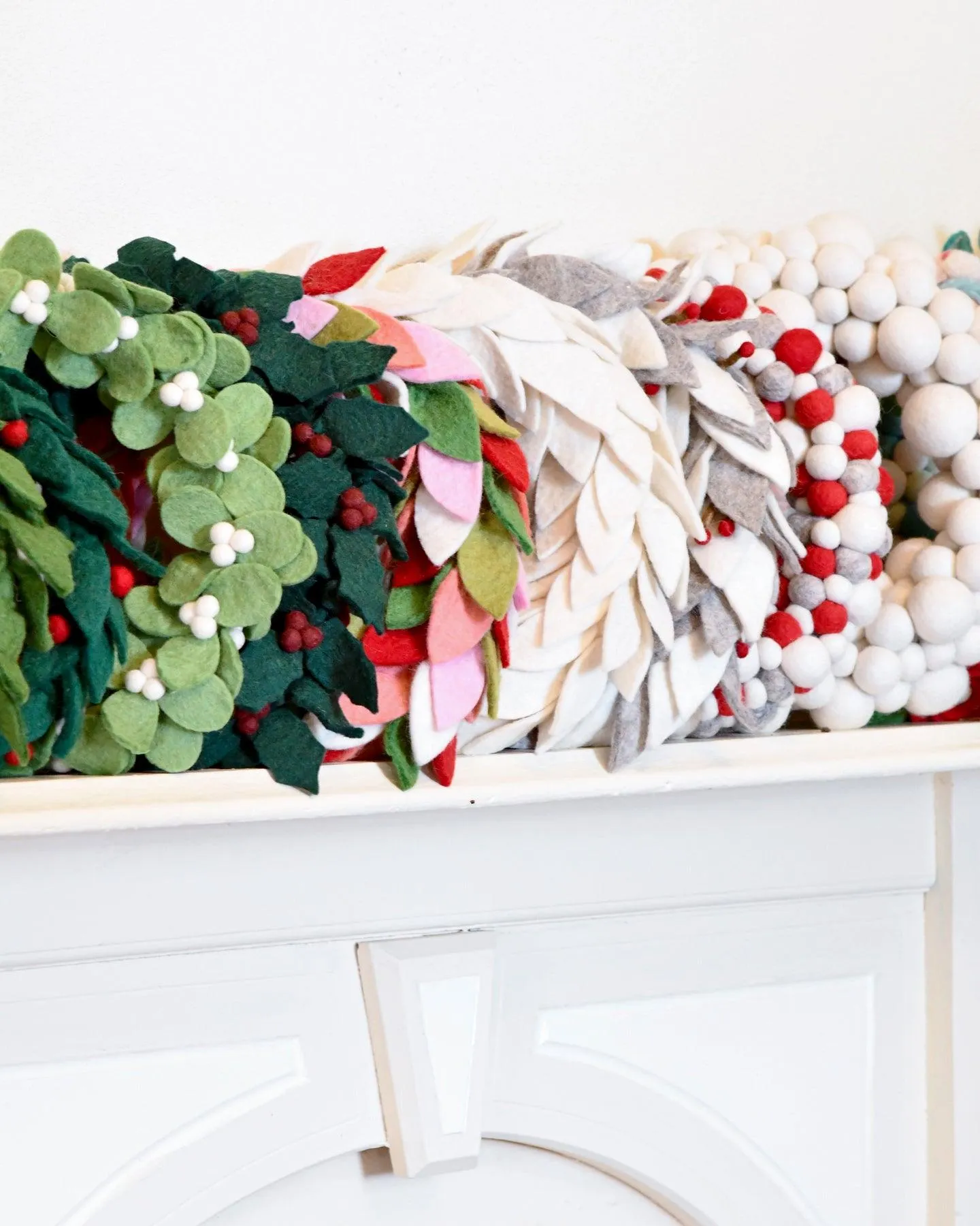 Felt Christmas Pine Cones and Holly Berries Wreath