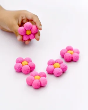 Felt Daisy Flowers (Bright Pink Coloured) - 5 Flowers