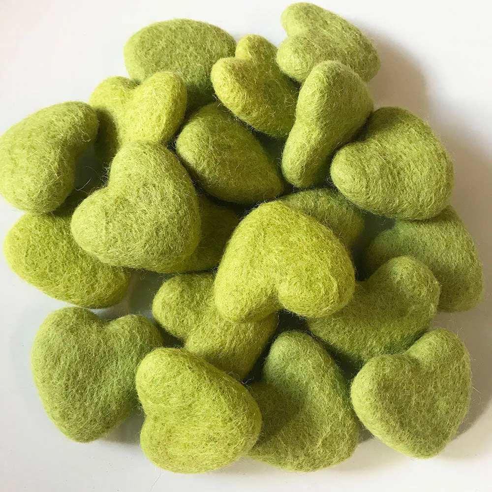 Felt Hearts Bright Green