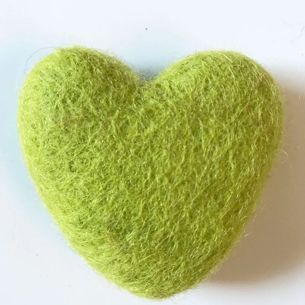 Felt Hearts Bright Green