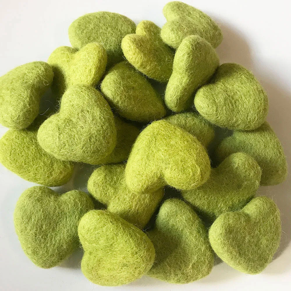 Felt Hearts Bright Green