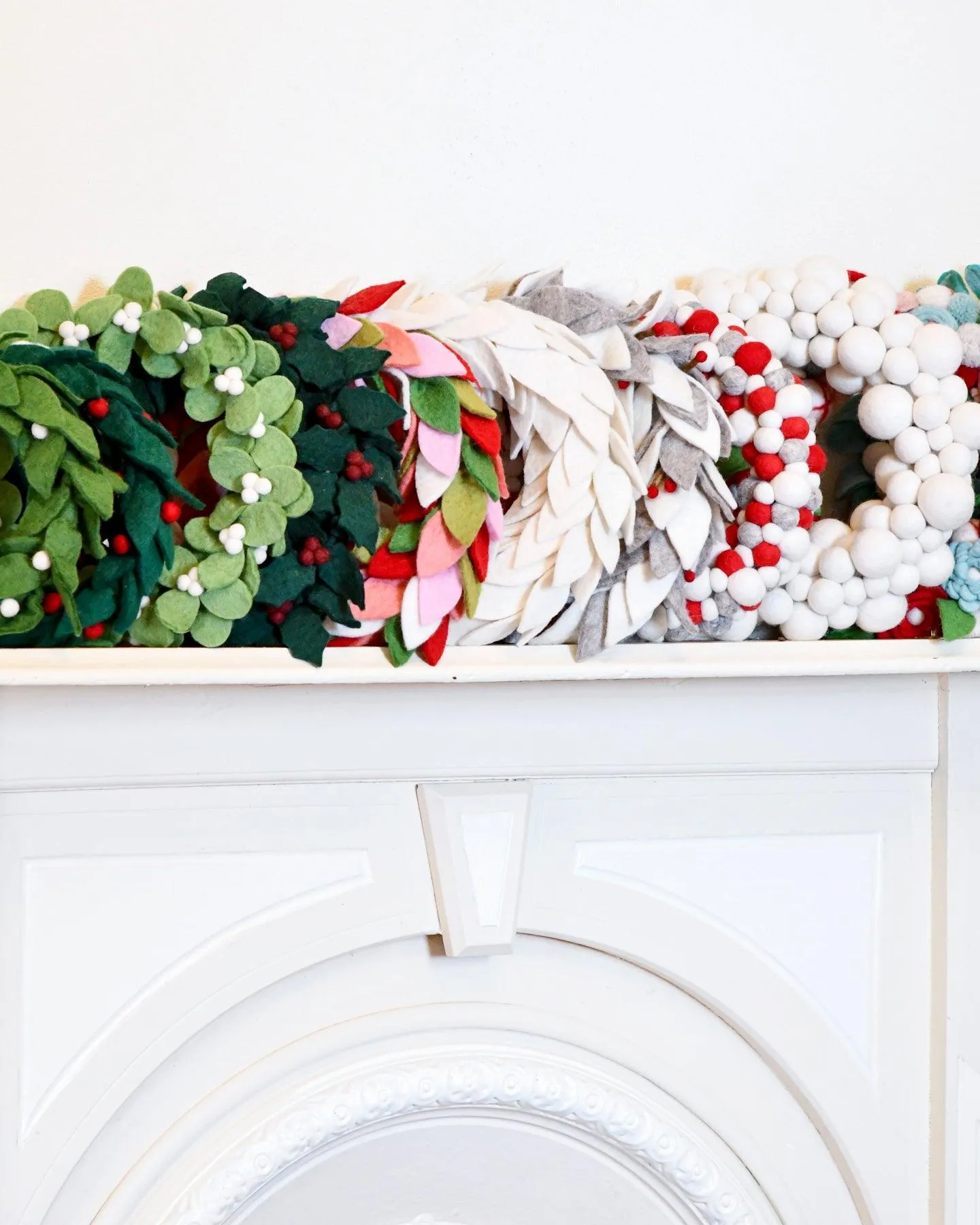 Felt Holly Wreath with Red Berries