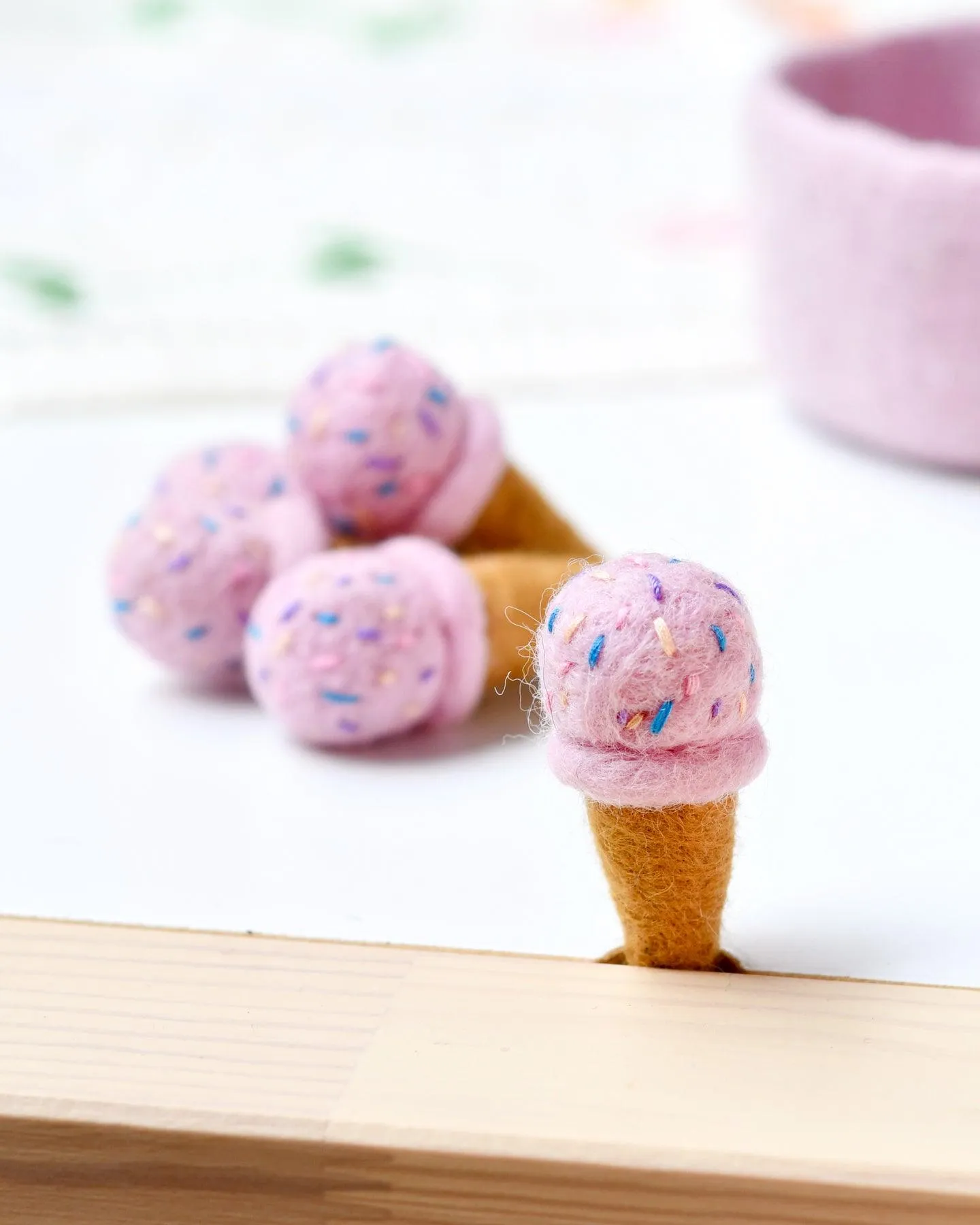 Felt Ice Creams - Strawberry with Sprinkles