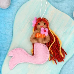 Felt Little Mermaid Hanging - Pink Tail