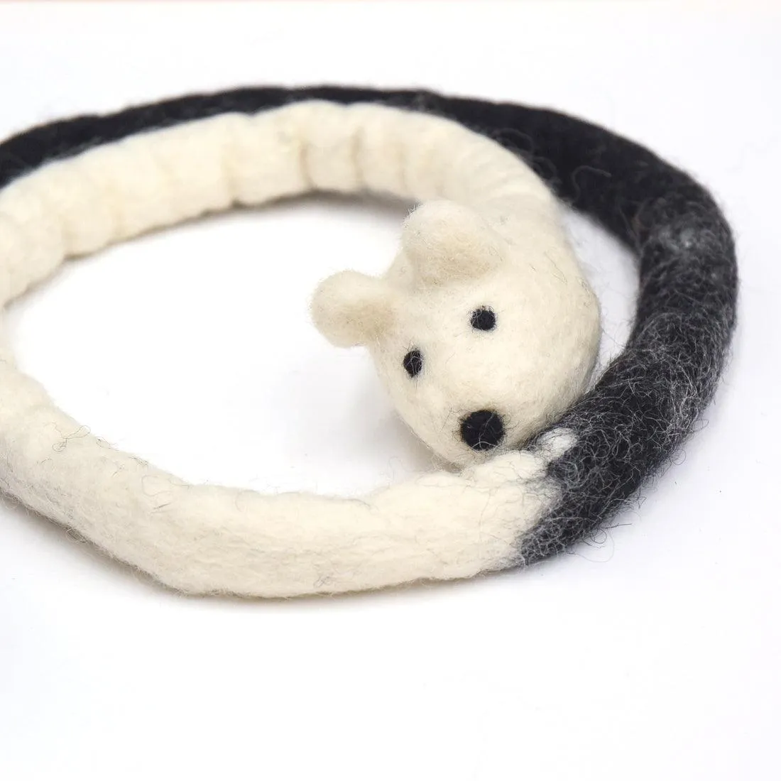 Felt Mouse Teaser Cat Toy - Black and White