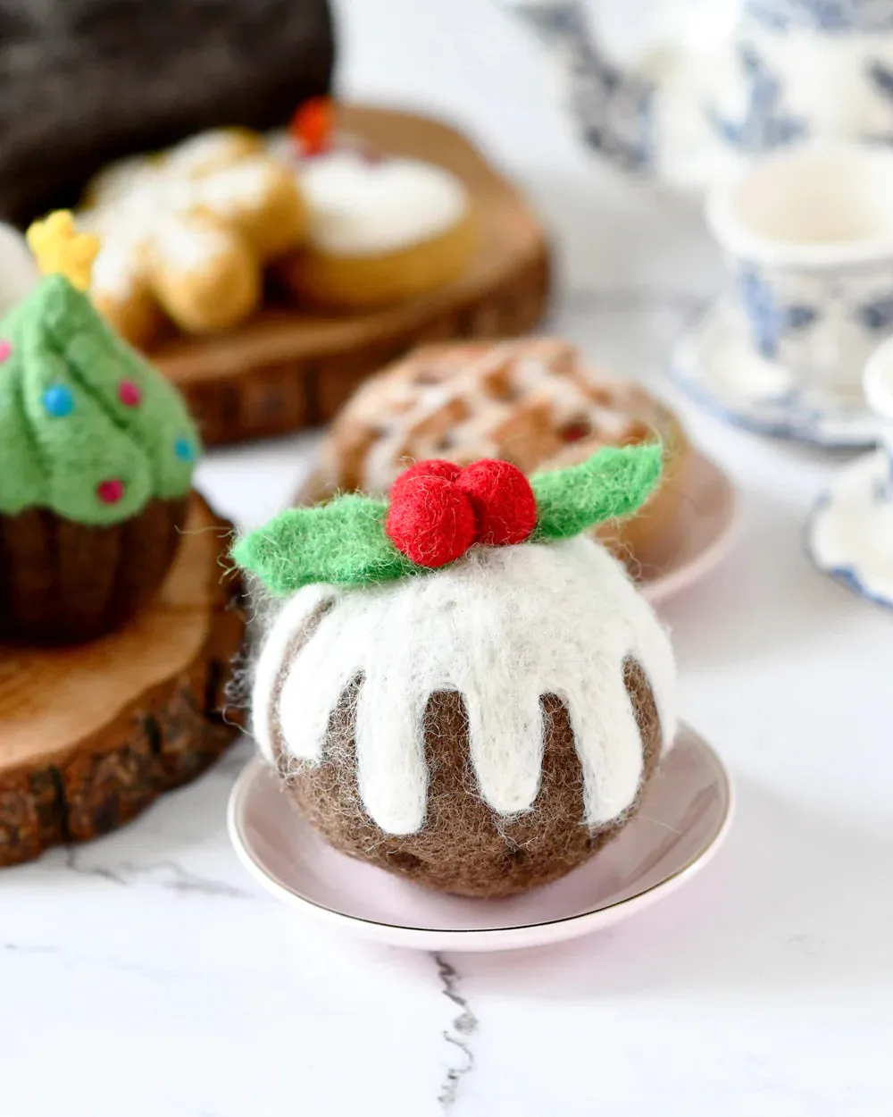 Felt Play Food | Round Christmas Pudding