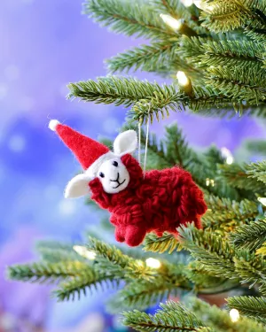 Felt Red Sheep Christmas Ornament