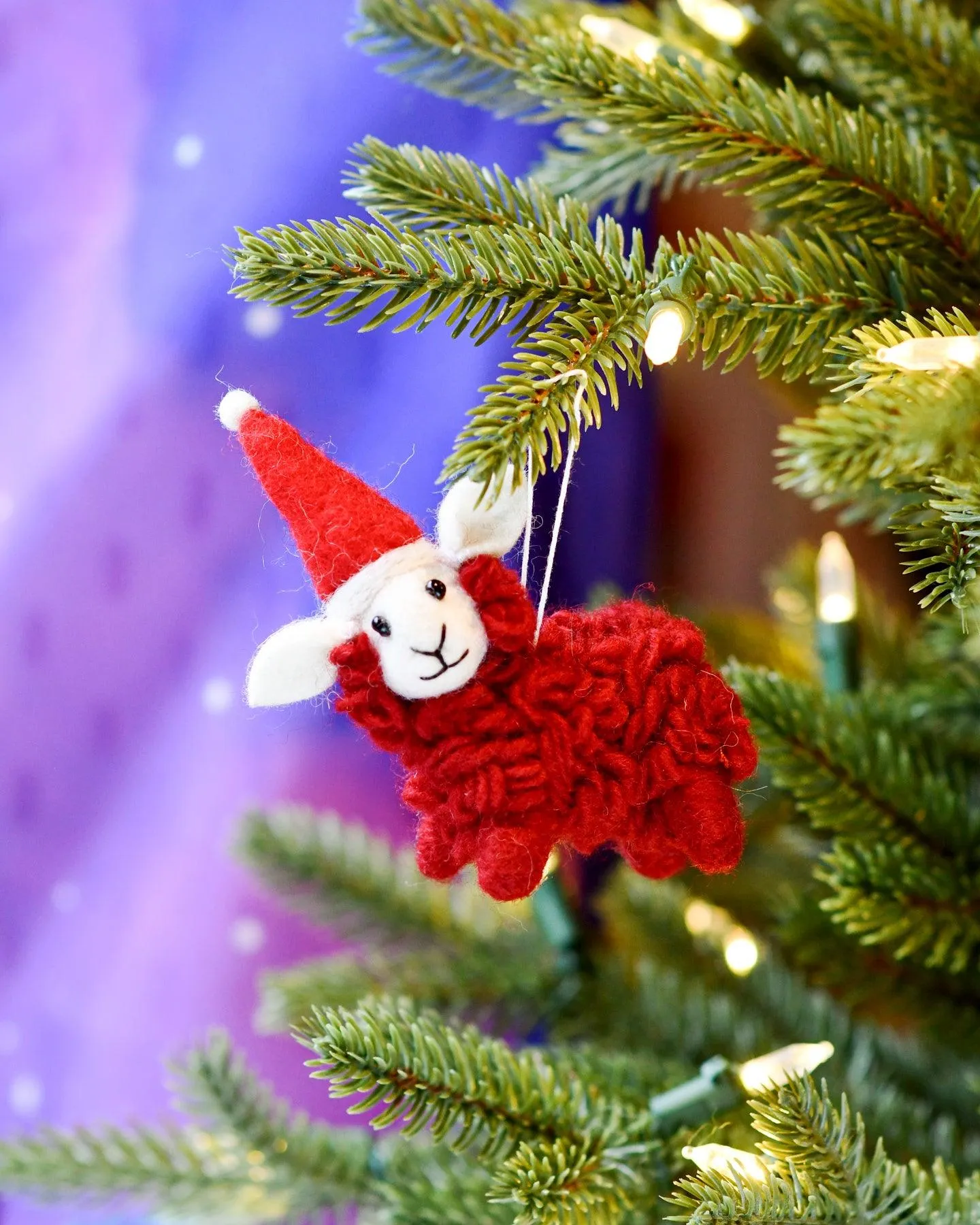 Felt Red Sheep Christmas Ornament