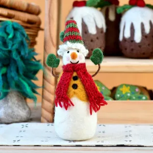 Felt Snowman with Knitted Cap