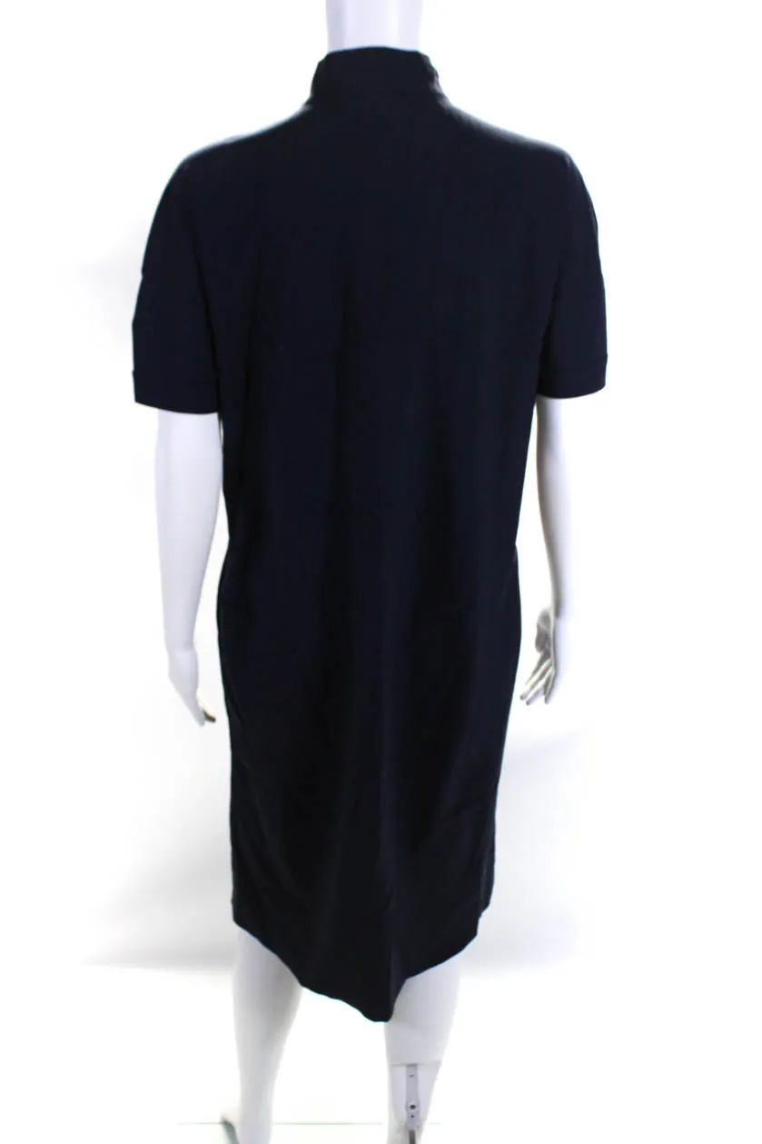 Fendi Womens Collared Half Buttoned Short Sleeve Midi Dress Navy