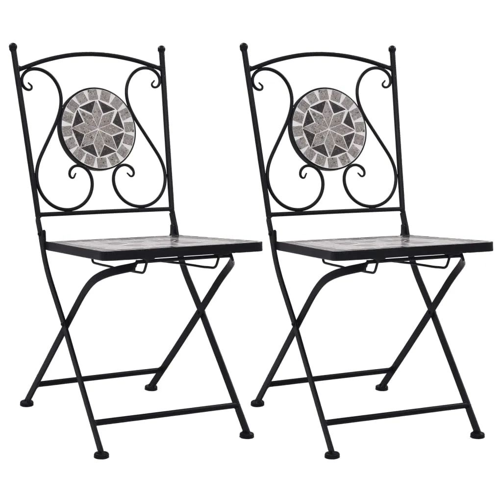 Folding Bistro Chairs 2 Pcs Mosaic Bistro Outdoor Patio Chair Ceramic