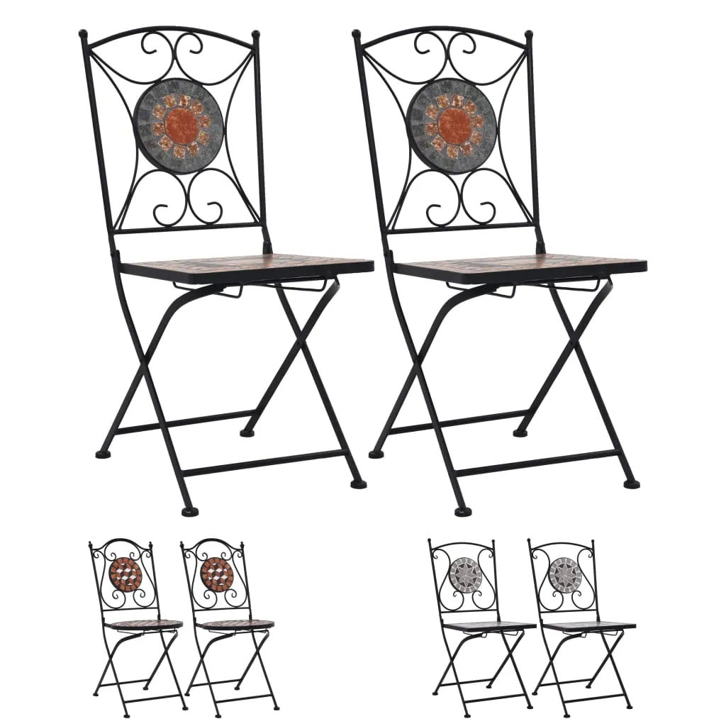 Folding Bistro Chairs 2 Pcs Mosaic Bistro Outdoor Patio Chair Ceramic