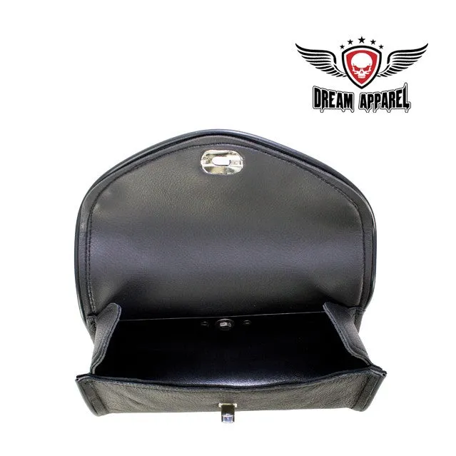 Genuine Black Leather Motorcycle Windshield Bag