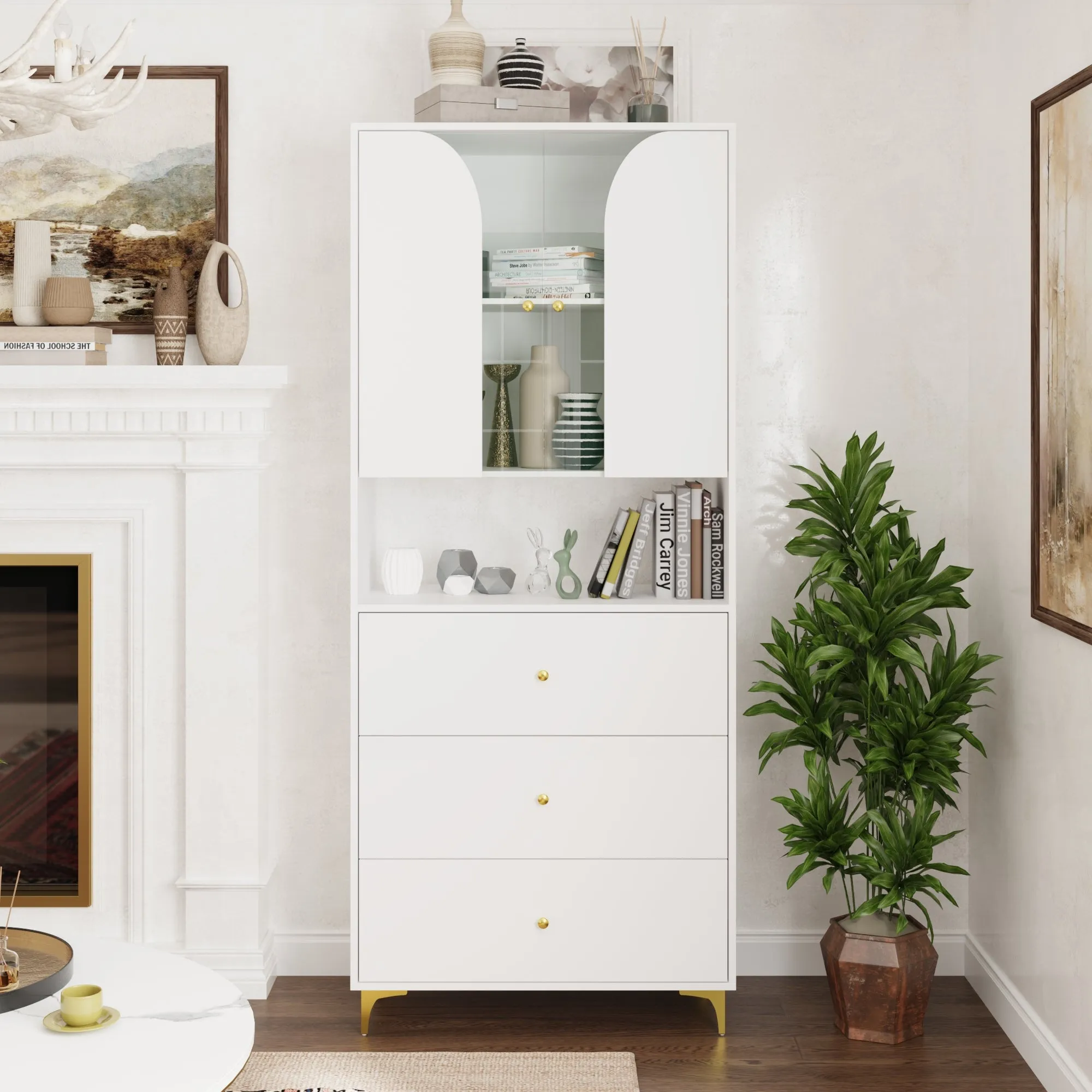 Graceful Cabinet With Tempered Glass Door