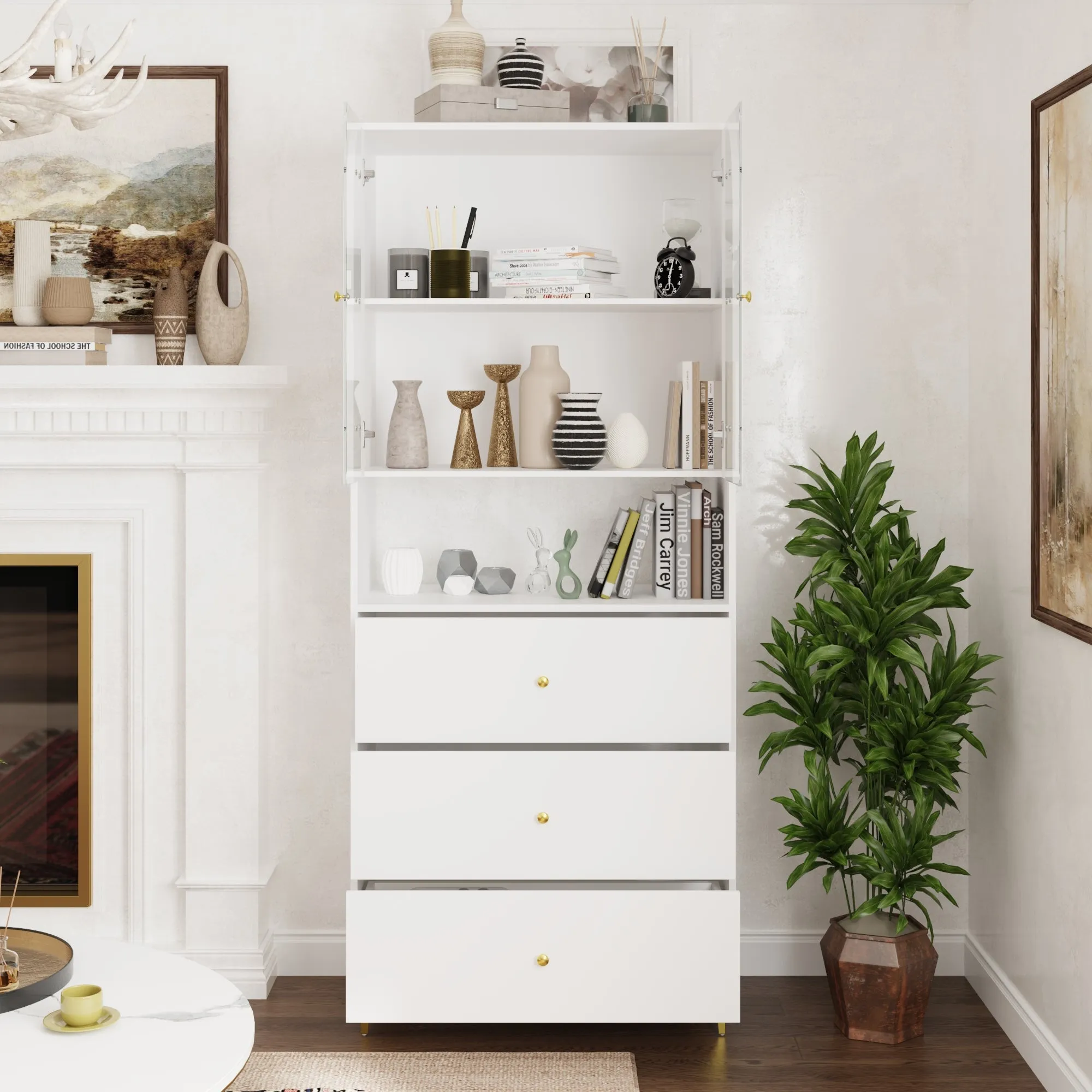 Graceful Cabinet With Tempered Glass Door