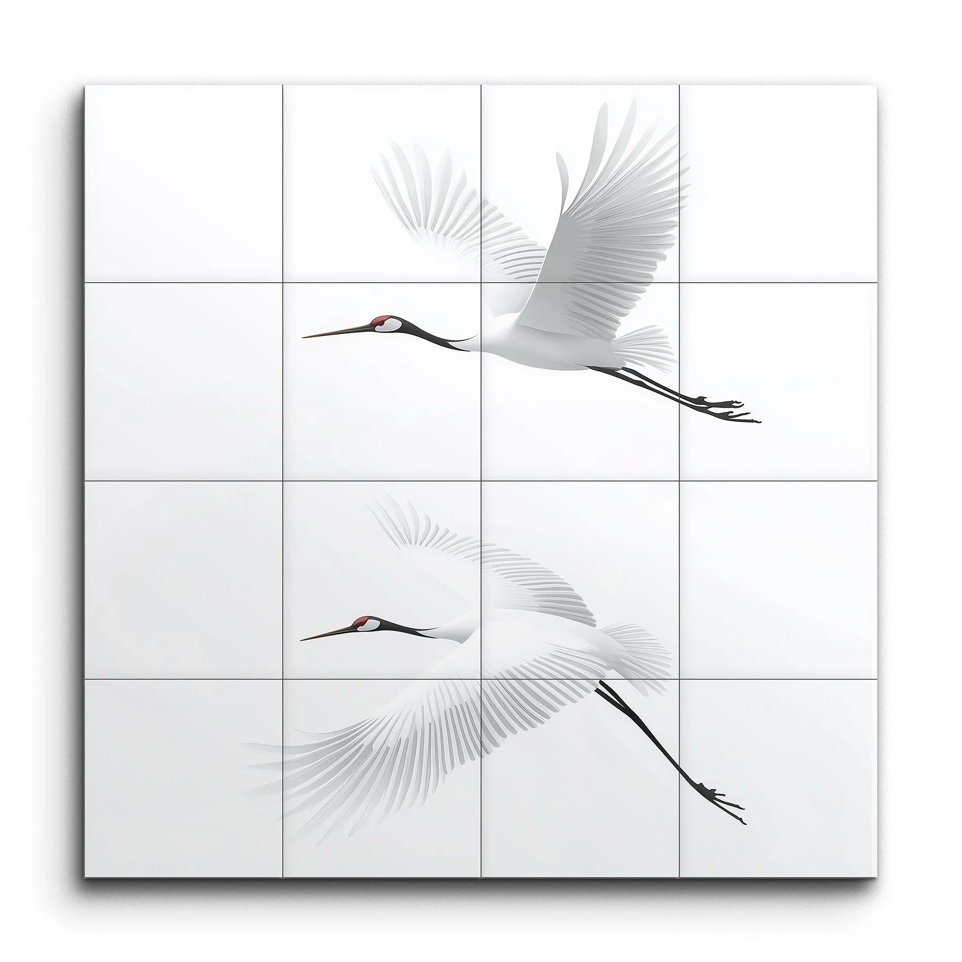 Graceful Cranes in Flight: Minimalist Elegance