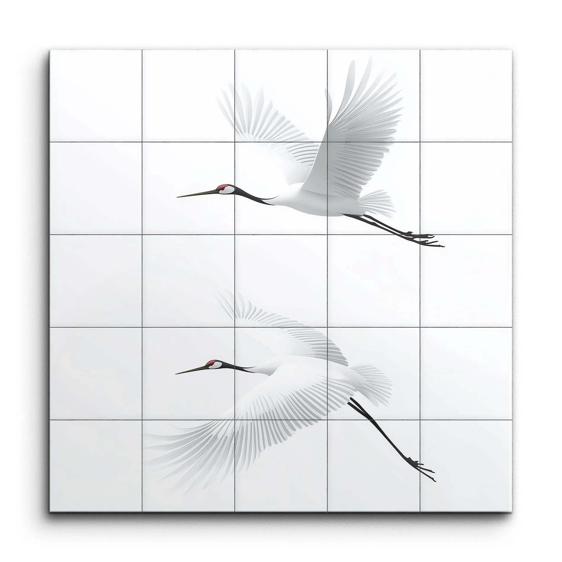 Graceful Cranes in Flight: Minimalist Elegance