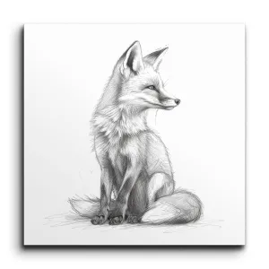 Graceful Fox: Monochrome Pencil Sketch Art