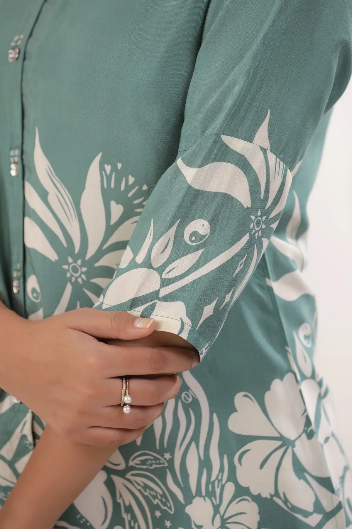 Graceful Green Russian Silk Shirt