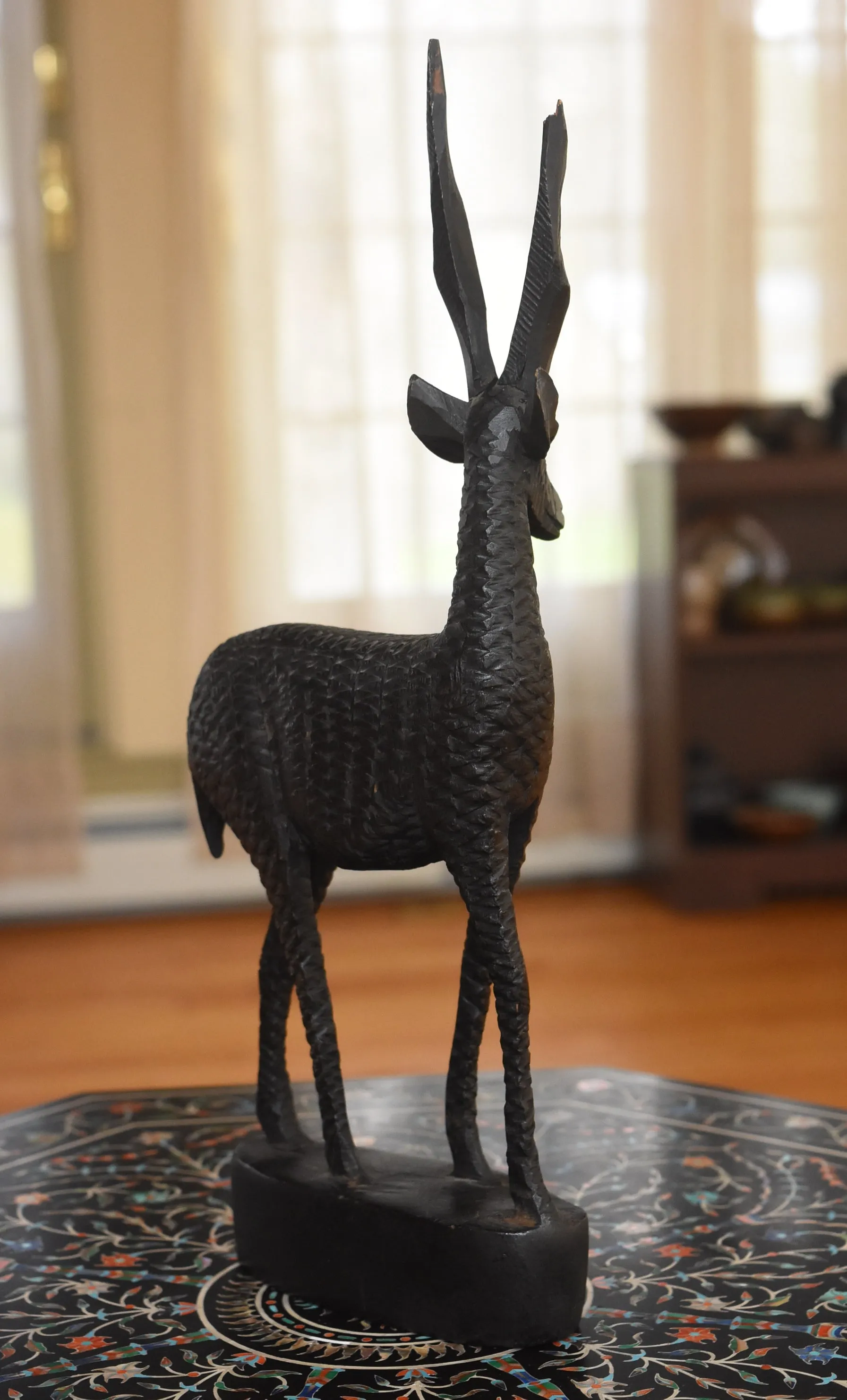 Graceful Hand Carved Wood Gazelle