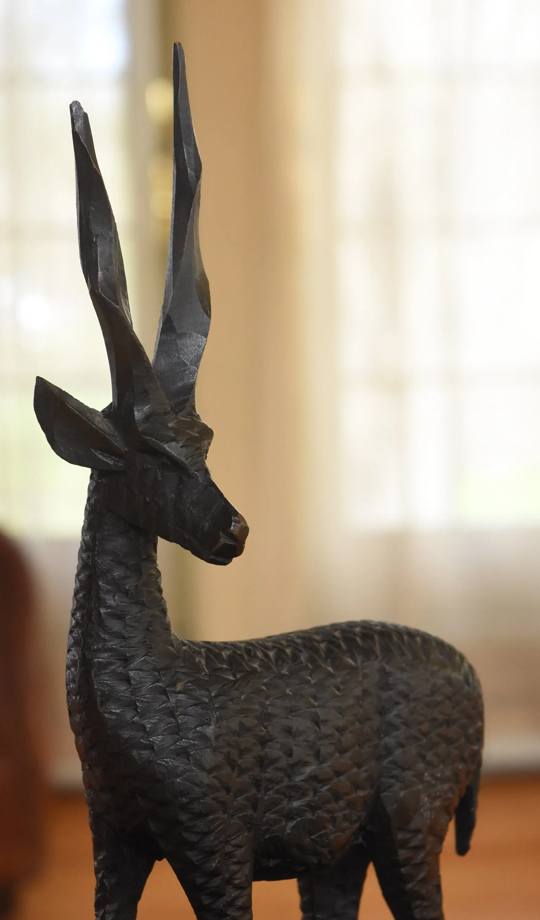 Graceful Hand Carved Wood Gazelle