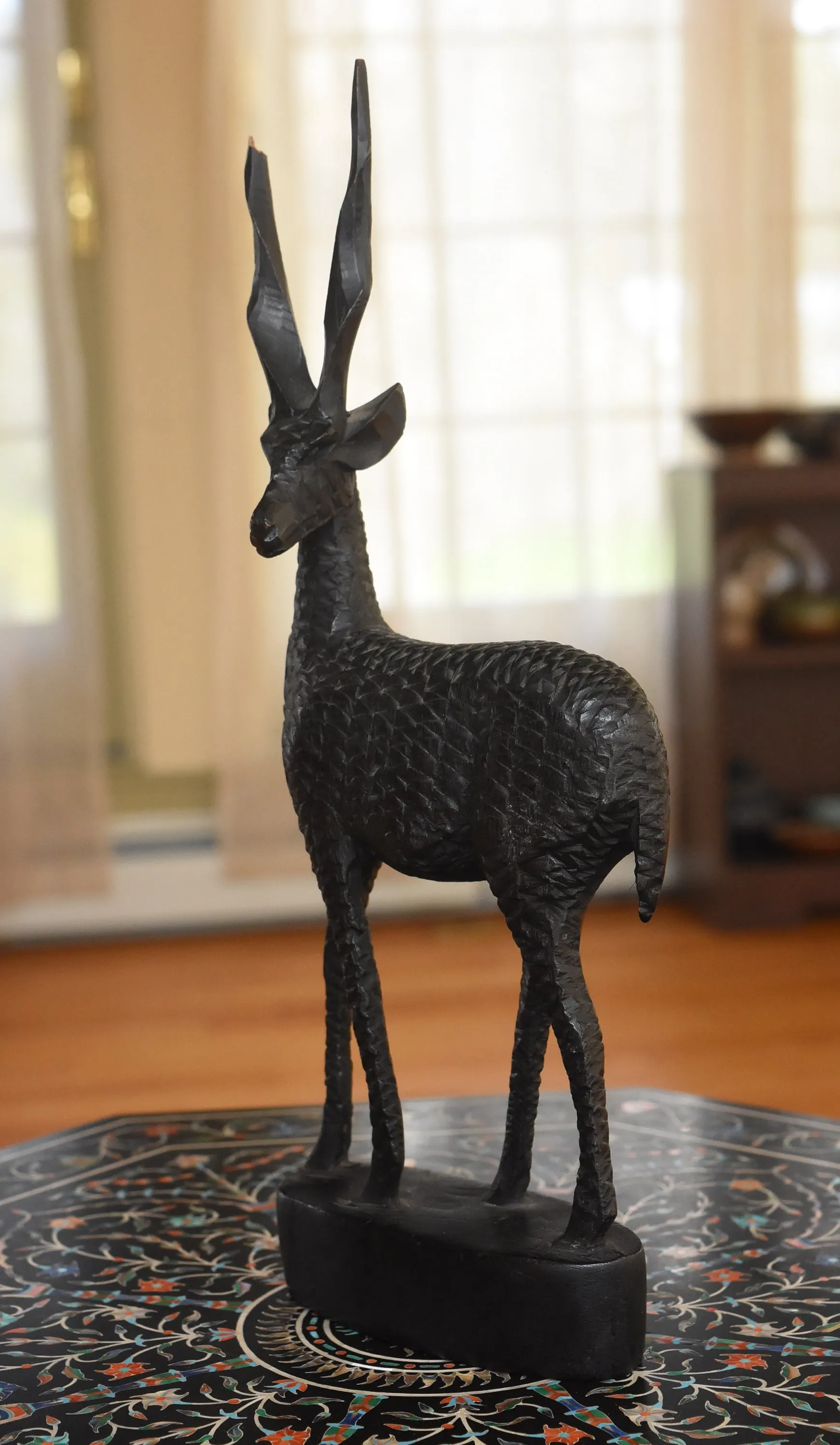 Graceful Hand Carved Wood Gazelle