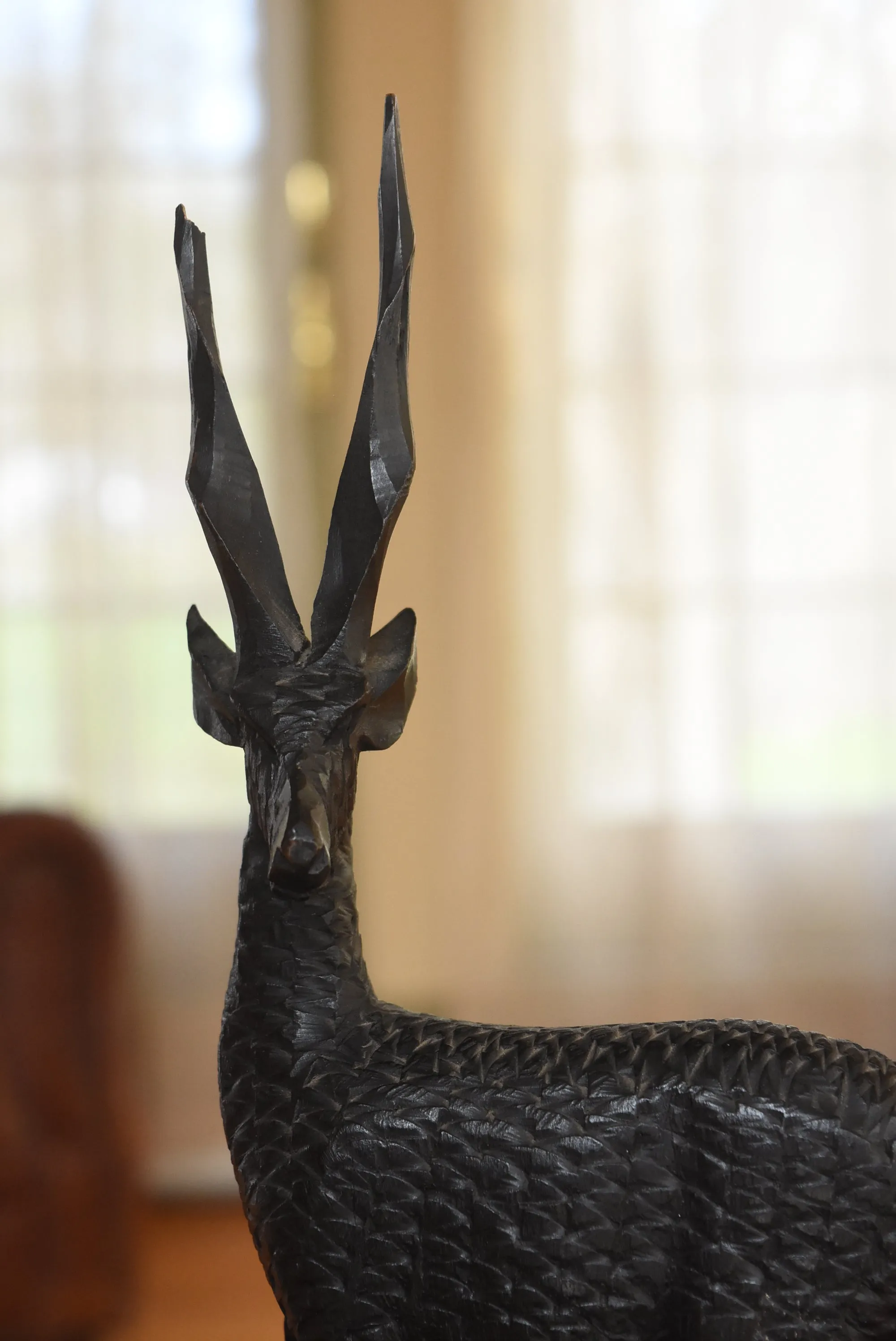 Graceful Hand Carved Wood Gazelle