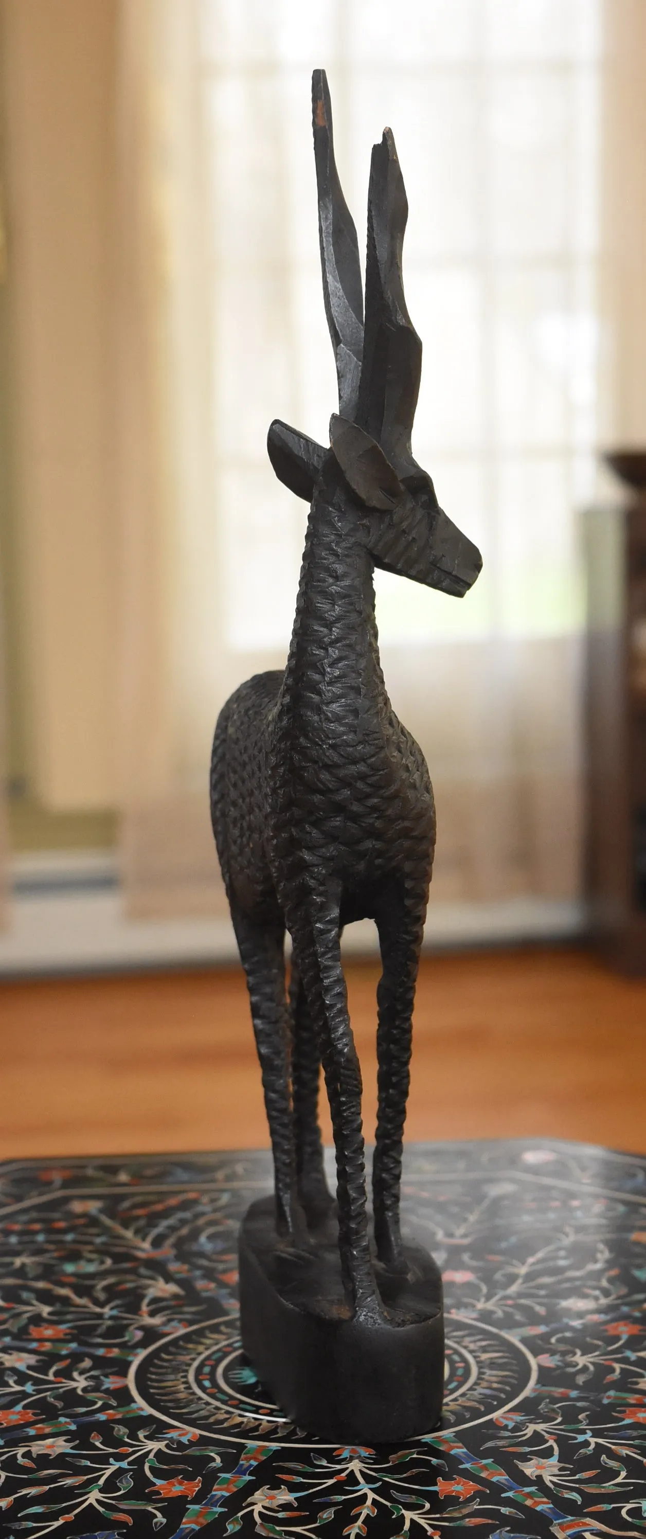 Graceful Hand Carved Wood Gazelle