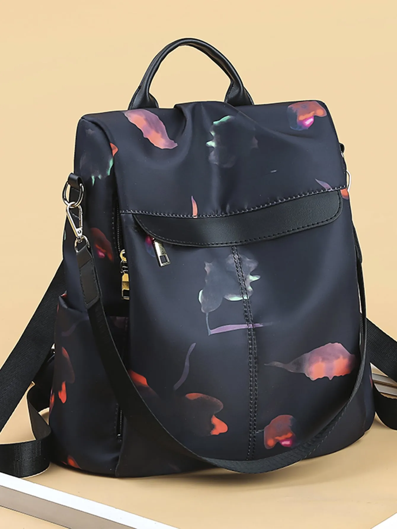 Graphic Print Functional Backpack