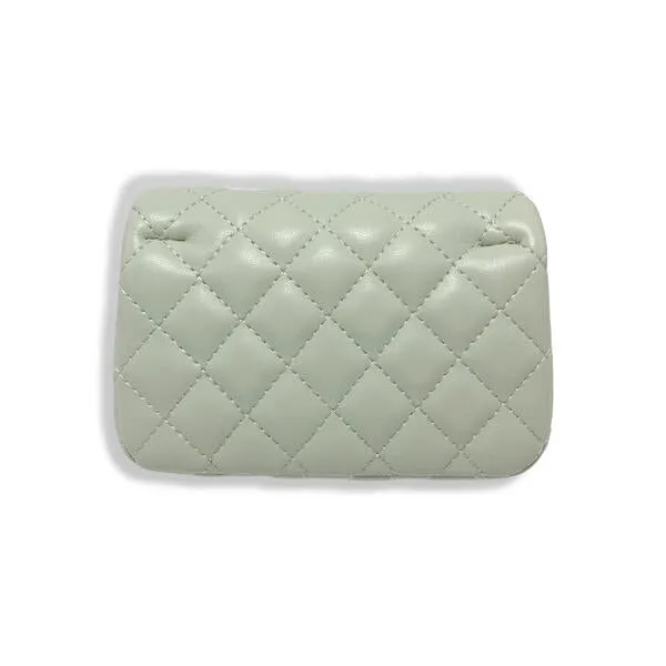 Green Pearl Closure Quilted Purse