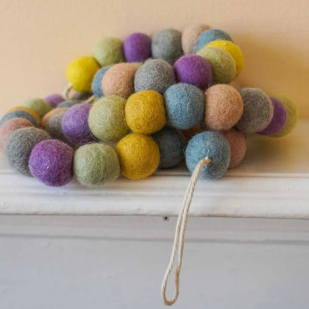 Hand Felted Ball Garland - Pastel