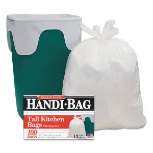 Handi-Bag Super Value Pack, 13 Gal, 0.6 Mil, 23.75" X 28", White, 600/Carton - WBIHAB6FK100CT