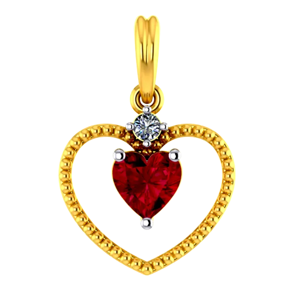 Heart Shaped 14k Gold Pendant With A Mini Heart