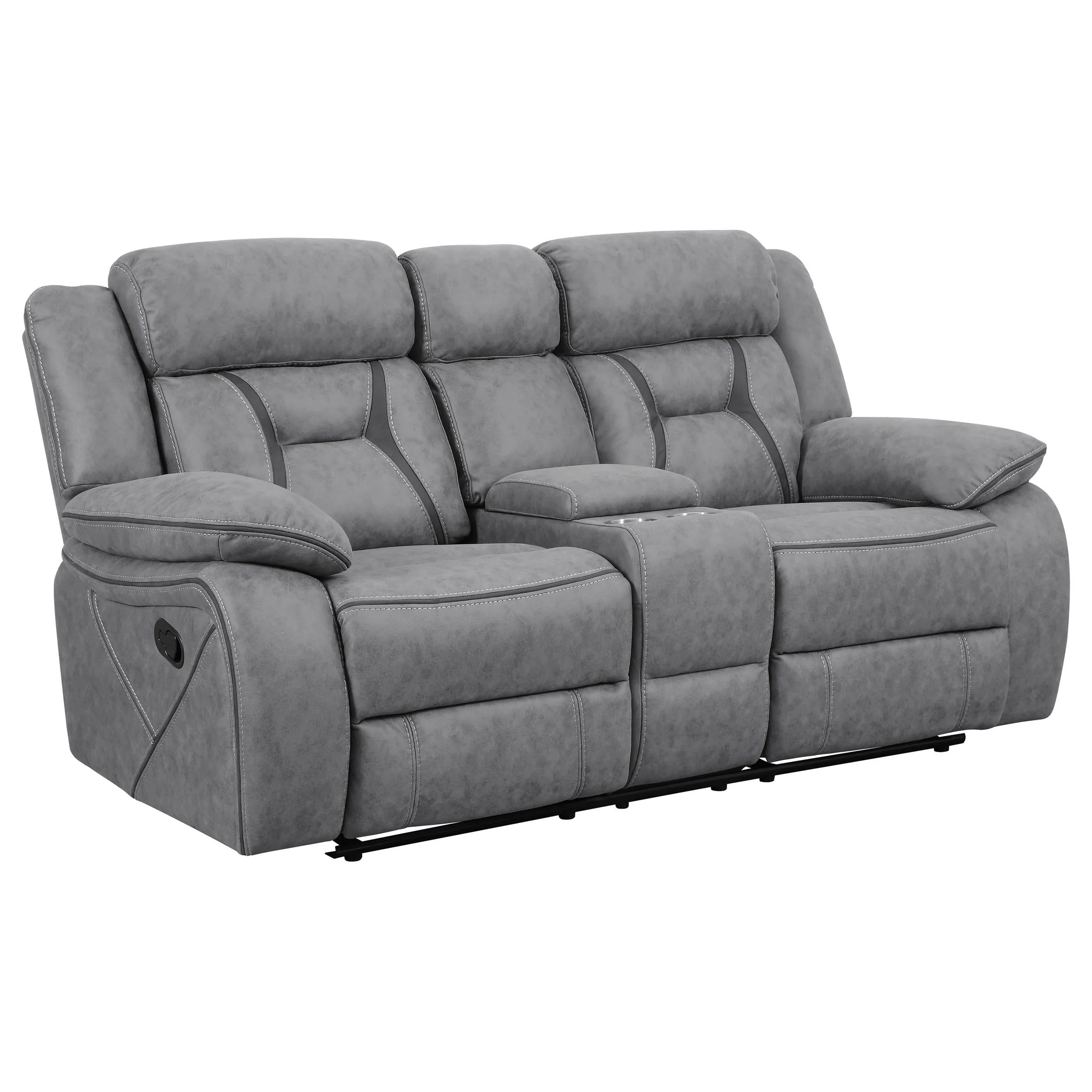 Higgins Pillow Top Arm Motion Loveseat with Console Grey