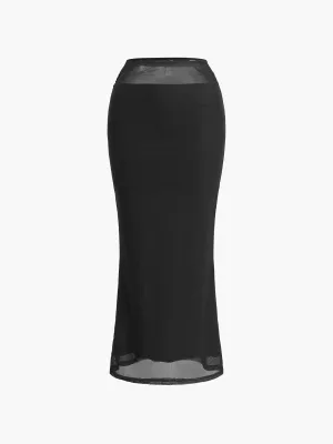 High Waist Graceful Mesh Maxi Skirt