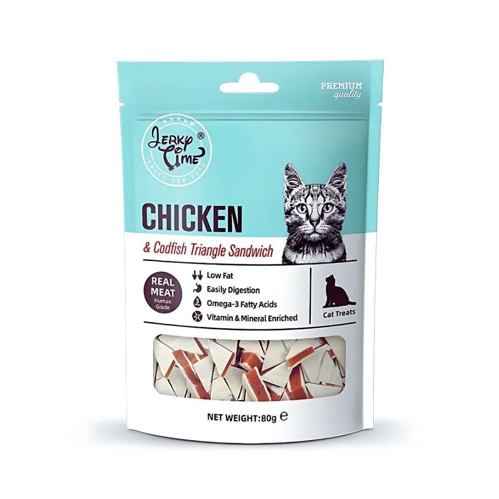 Jerky Time Cat Chicken & Codfish Triangle Sandwich 80g