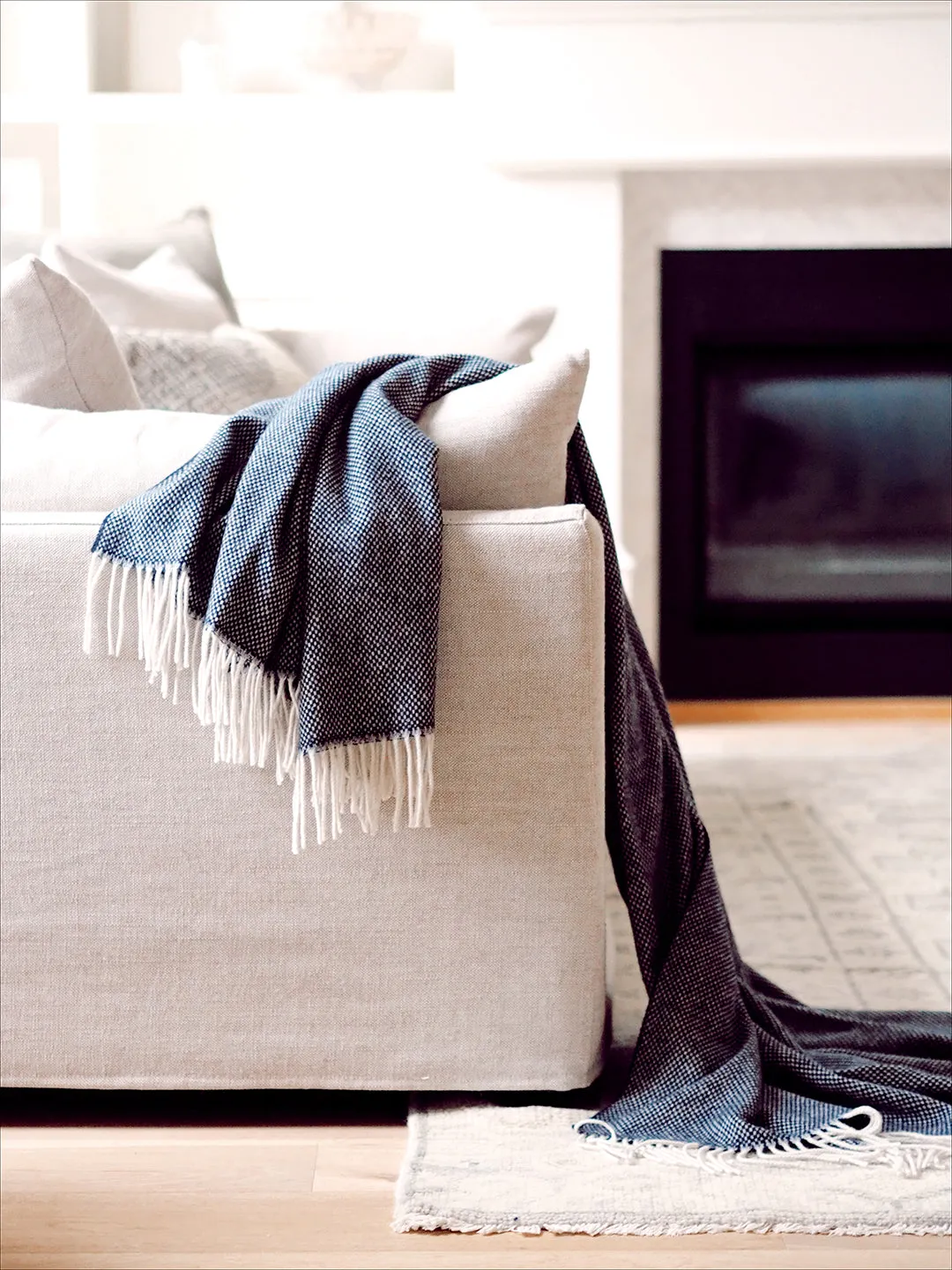 Juno Navy Cashmere Throw