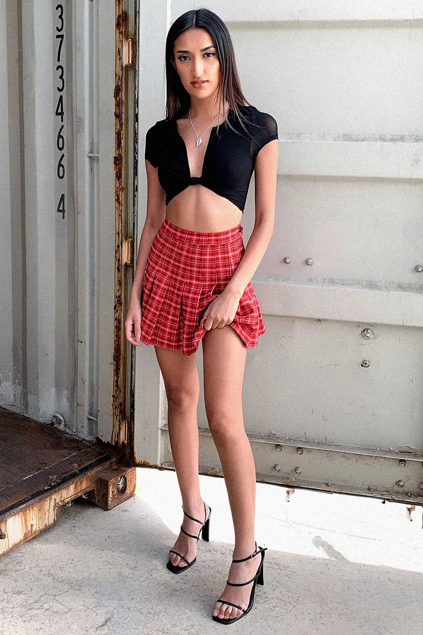 Kareena Skirt - Red / Black Plaid