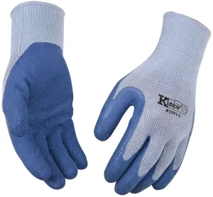 Kinco 1791-L Coated Gloves, Men's, L, 7 to 8 in L, Knit Wrist Cuff, Latex Coating, Cotton/Polyester Glove, Blue/Gray :PR: QUANTITY: 1