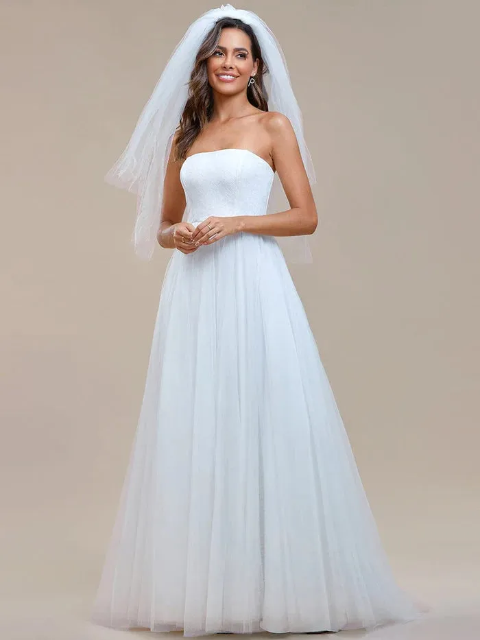 Koutun Graceful Strapless Sleeveless A-Line Wedding Dress