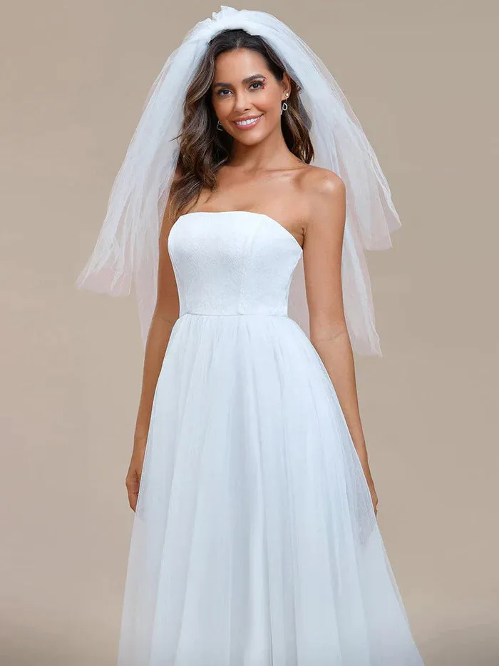 Koutun Graceful Strapless Sleeveless A-Line Wedding Dress