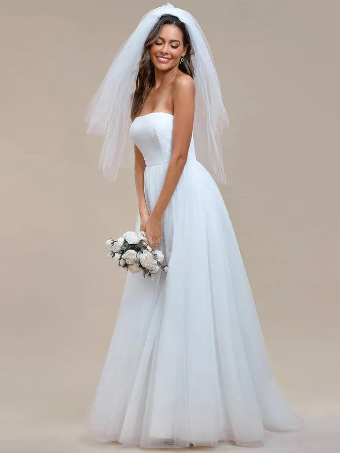 Koutun Graceful Strapless Sleeveless A-Line Wedding Dress