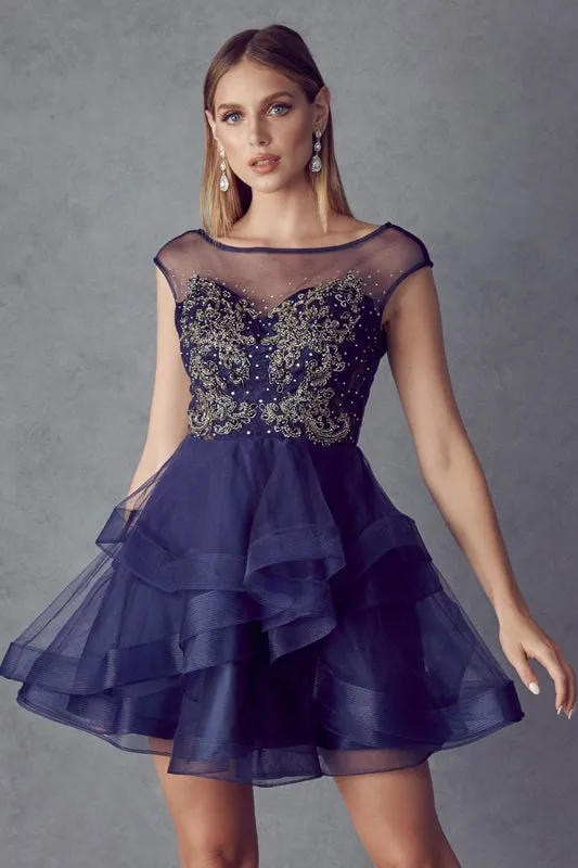 Lace Applique Bodice Dress for Cocktail & Homecoming