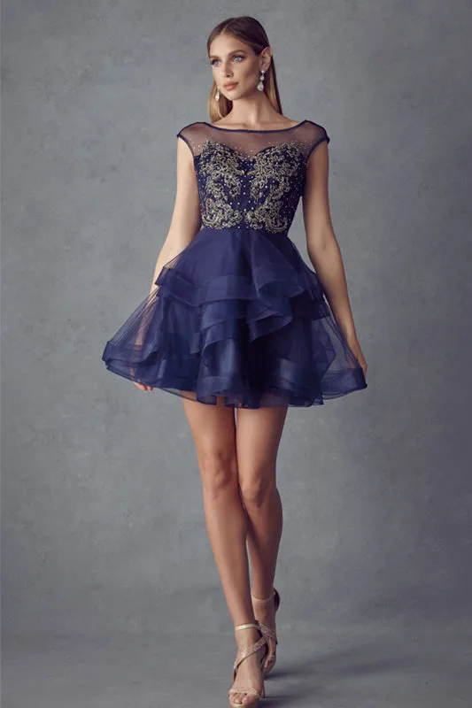 Lace Applique Bodice Dress for Cocktail & Homecoming