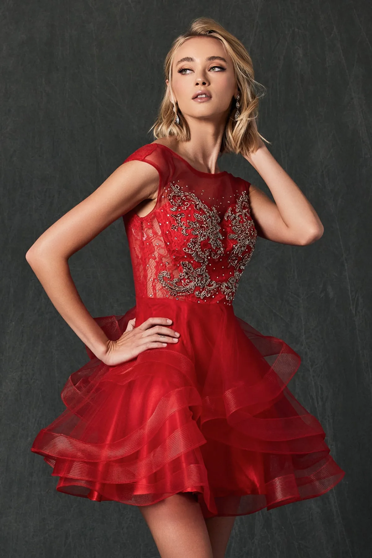 Lace Applique Bodice Dress for Cocktail & Homecoming