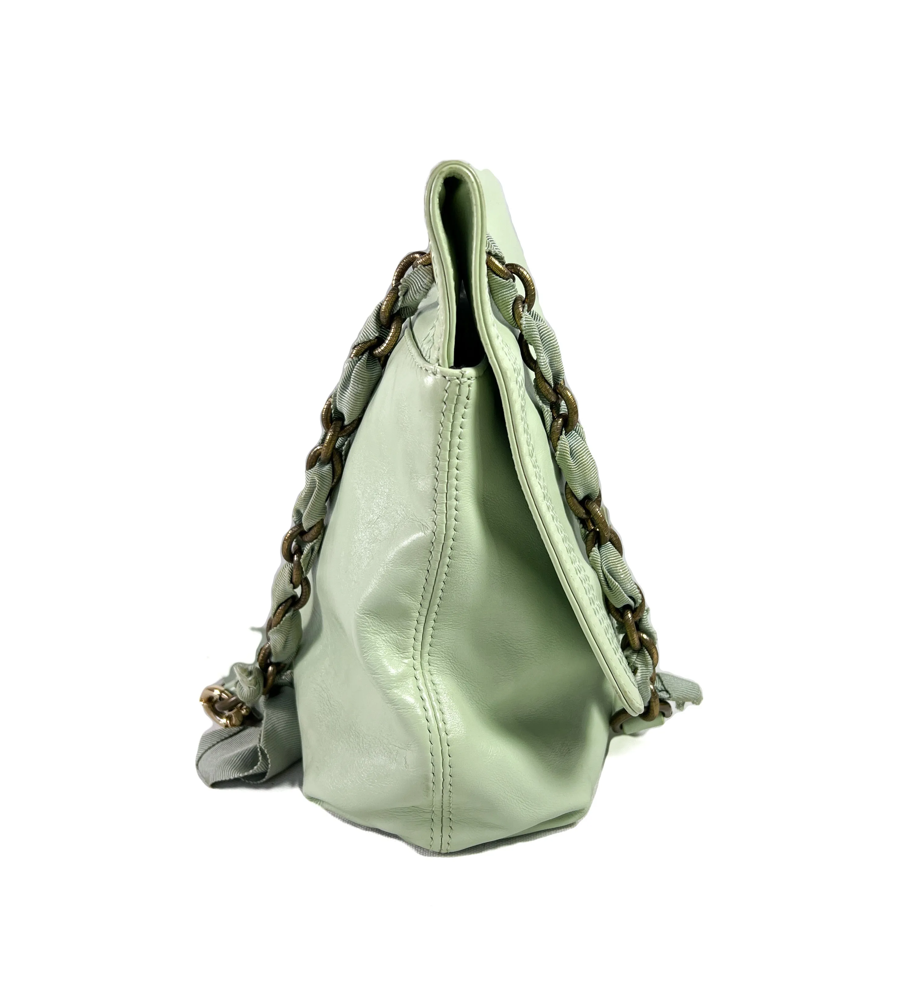 Lanvin mint green leather Happy shoulder bag